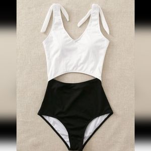 Two tone ribbed cut out one piece, SHEIN, Small